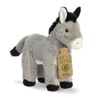 Aurora Pluche Ezel - Eco Nation - dieren knuffels - 28 cm - grijs - boerderijdieren knuffel