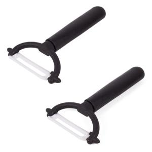 Dunschiller - 2x - zwart/wit - keramiek/kunststof - 12,5 cm - aardappelschiller