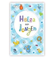 Wenskaart Hoera Een Jongen Blauw Gestanst