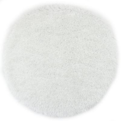 Rond Hoogpolig Vloerkleed Met Glittergaren Wit-Ø 120 cm