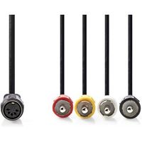DIN-Audiokabel | DIN 5-Pins Female | 4x RCA Male | Vernikkeld | 0.20 m | Rond | PVC | Zwart | Label - thumbnail