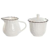 Melk- en Suikerpot Home ESPRIT Wit Bruin Porselein 250 ml 12 x 8,4 x 8 cm 2 Onderdelen