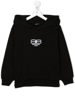 Balenciaga Kids hoodie BB Paris Icon en coton - Noir