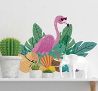 Muurstickers woonkamer Zomer flamingo