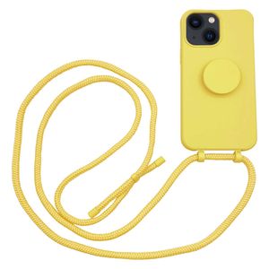 Høyde - iPhone 13 - Telefoonhoes met koord + Socket houder - Geel