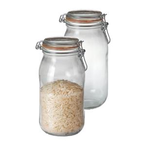 Voorraad/weckpot - 2x - transparant - glas - 25,2 x 8,5 cm - 2 L - Le Parfait