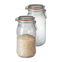 Voorraad/weckpot - 2x - transparant - glas - 25,2 x 8,5 cm - 2 L - Le Parfait