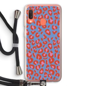 Leopard blue: Samsung Galaxy A20e Transparant Hoesje met koord