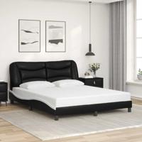 Bedframe zonder matras "Hvar" kunstleer zwart en wit 160x200 cm