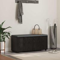 Halbank met kussen met opslag Zwart Eiken 100 x 38 x 46 cm