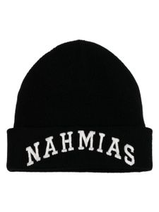 Nahmias bonnet en cachemire mélangé à logo brodé - Noir