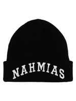 Nahmias bonnet en cachemire mélangé à logo brodé - Noir - thumbnail