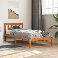 Bedframe zonder matras massief grenenhout wasbruin 90x200 cm