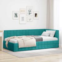 Hoekbedframe met hoofdeinde Turquoise 90 x 190 cm Fluweel