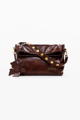 Glanzende middelgrote tas bloem - BROWN - U
