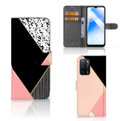 OPPO A16/A16s/A54s | Book Case | Zwart Roze Vormen