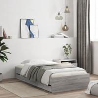 Bedframe met lades bewerkt hout grijs sonoma eiken 75x190 cm