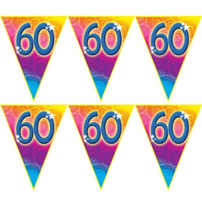 2x stuks verjaardag thema 60 jaar geworden feest vlaggenlijn van 5 meter
