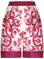 Dolce & Gabbana short en soie à imprimé Majolica - Rose