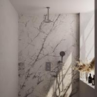 Brauer Brushed Carving Thermostatische Regendoucheset Inbouw - Hoofddouche 20 cm - 3 Weg - Handdouche 3 Standen - Doucheslang - Wandaansluitbocht - Rvs