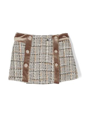 Patachou jupe à carreaux en tweed - Gris