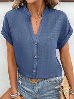 V Neck Casual Plain Shirt - thumbnail