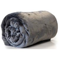 Unique Living Plaid - fleece deken - donkergrijs - polyester - 130 x 180 cm