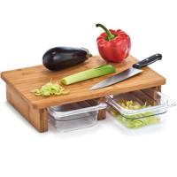 Zeller luxe bamboe houten snijplank met 2 opvangbakjes 40 cm - Keuken - 40 x 26 cm