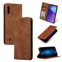 Retro huid voelen Business magnetische horizontale Flip lederen case voor Samsung Galaxy A10 (bruin)