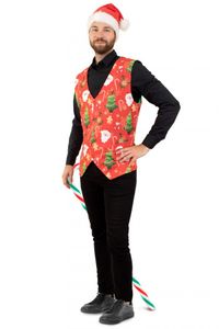 Kerst Gilet Santa Kerstboom Heren Rood