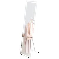HOMCOM Staande spiegel Wandspiegel, volledige lichaamsspiegel, met LED's, 40 cm x 150 cm, Wit + Zilver