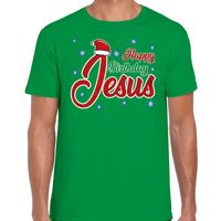 Fout Kerst shirt happy birthday Jesus groen heren