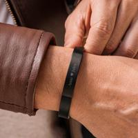 Leren armband met naam - Zwart - S