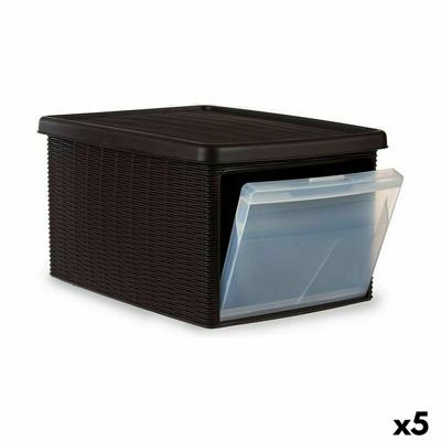Opbergbak met Deksel Stefanplast Elegance Lateral Bruin Plastic 29 x 21 x 39 cm (5 Stuks)