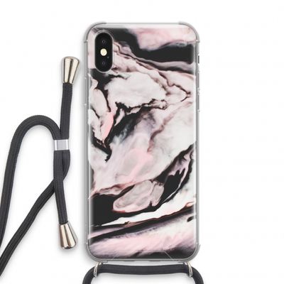 Roze stroom: iPhone X Transparant Hoesje met koord