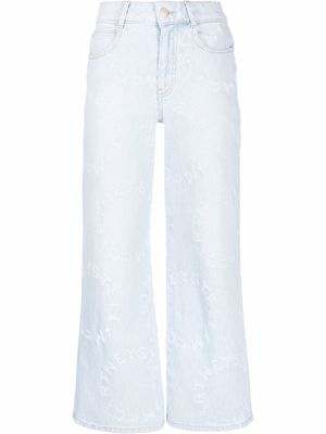 Stella McCartney jean effet-usé court à logo Stella - Bleu