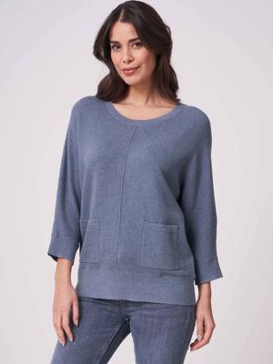 Fijne gebreide trui in wafeltextuur met zakken