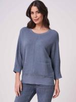 Fijne gebreide trui in wafeltextuur met zakken