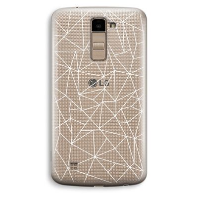 Geometrische lijnen wit: LG K10 (2016) Transparant Hoesje