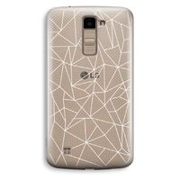 Geometrische lijnen wit: LG K10 (2016) Transparant Hoesje