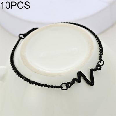 10 stuks eenvoudige persoonlijkheid Bileklik ECG figuur Lightning armband paar heartbeat frequentie armband