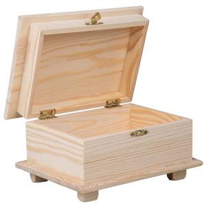 Houten kistje met sluiting en deksel - 19 x 10 x 13 cm - Sieraden/spulletjes/sleutels   -