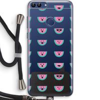 Smiley watermeloenprint: Huawei P Smart (2018) Transparant Hoesje met koord