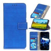 Krokodil textuur horizontale Flip lederen case voor iPhone XR met houder & portemonnee & kaartsleuven & fotolijstjes (blauw)