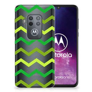 Motorola One Zoom TPU bumper Zigzag Groen