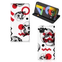 Mobiel BookCase Google Pixel 4a Skull Red