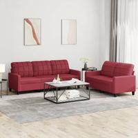 2-delige Loungeset met kussens kunstleer wijnrood