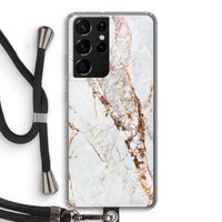 Goud marmer: Samsung Galaxy S21 Ultra Transparant Hoesje met koord