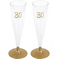 Verjaardag feest champagneglazen - leeftijd - 48x - 30 jaar - goud - kunststof