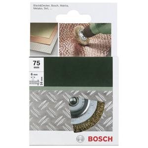 Bosch Accessories 2609256519 Schijfborstels voor boormachines - gegolfde draad, met messing coating, 75 mm D = 75 mm, breedte = 16 mm Schacht-Ø 6 mm 1 stuk(s)